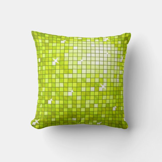 Disco Tiles Lime throw pillow square (Front)