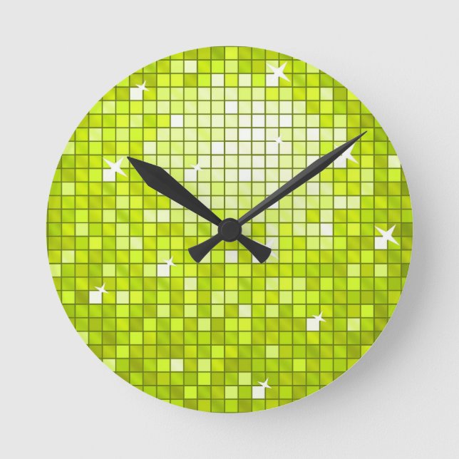 Disco Tiles Lime wall clock (Front)