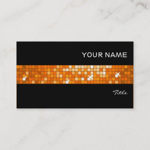 Disco Tiles Orange tile stripe black Business Card