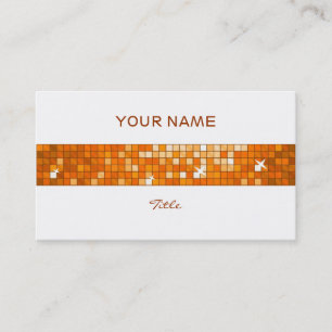 Disco Tiles Orange tile stripe white back Business Card