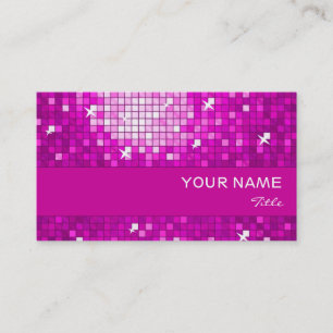 Disco Tiles Pink business card pink stripe