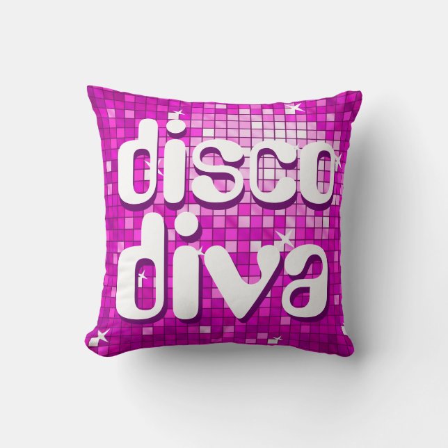 Disco Tiles Pink 'disco diva' throw pillow (Front)