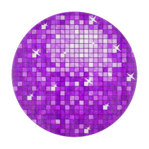 Disco Tiles Purple cutting board round