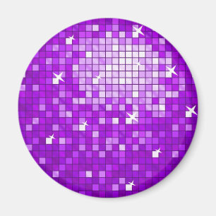Disco Tiles Purple fridge magnet round