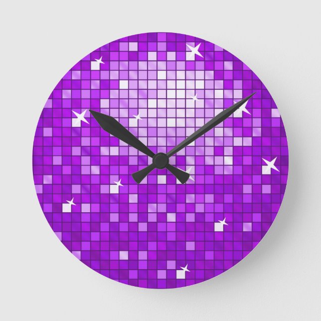 Disco Tiles Purple wall clock (Front)