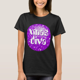 Disco Tiles Purple 'xmas diva' t-shirt black