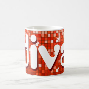 Disco Tiles Red 'diva' mug