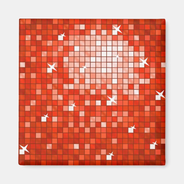 Disco Tiles Red fridge magnet square (Front)