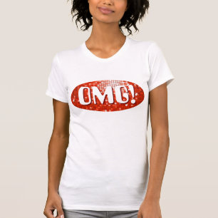 Disco Tiles Red 'OMG!'  ladies petite white T-Shirt