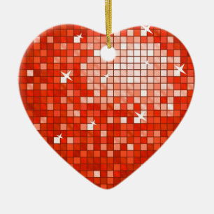 Disco Tiles Red ornament heart