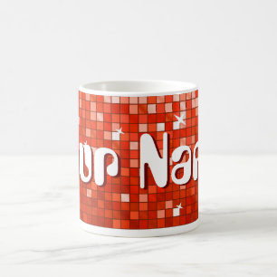 Disco Tiles Red 'Your Name' mug