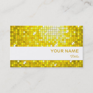 Disco Tiles Yellow business card white stripe