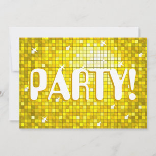Disco Tiles Yellow 'PARTY!' invitation amelia text