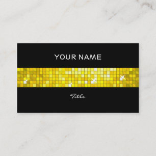 Disco Tiles Yellow tile stripe black back Business Card