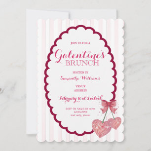 Disco Trendy Coquette Scalloped Cherry Galentine's Invitation