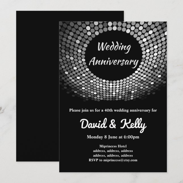 disco, vintage, mariage dansant, invitation annive (Devant / Derrière)