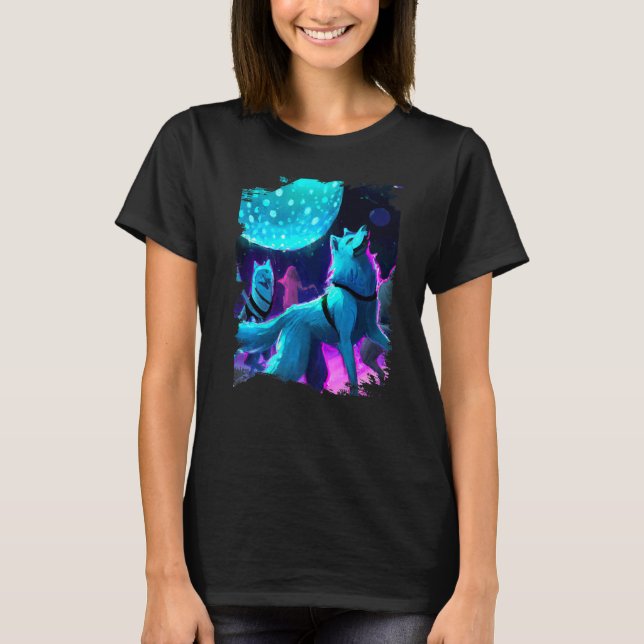 Disco Wolf Wolves Dancing Rave T-Shirt (Front)