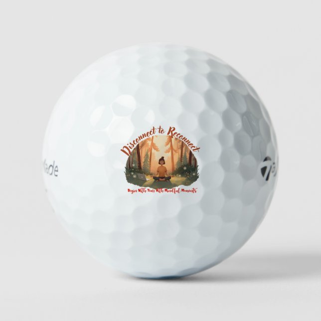 Disconnect to reconnect forest meditation art golf balls (Front)