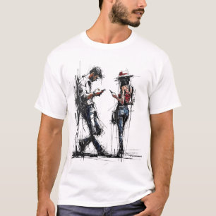 Disconnected Parallel Screens Silent Conversation  T-Shirt