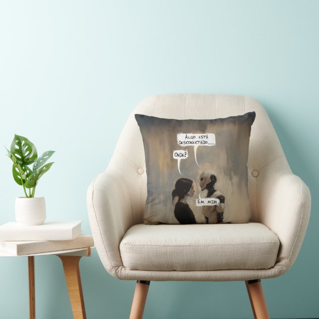 Disconnected (with phrase) throw pillow (Chair)