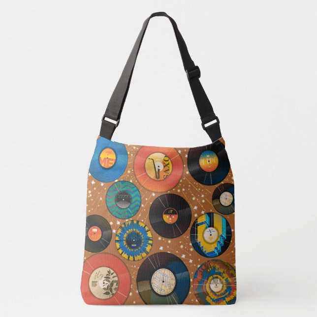 Discos de acetato, pattern, music, style,  crossbody bag (Front)