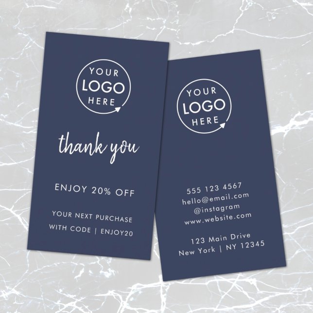 Discount Cards | Business Thank You Loyalty Navy (Modern minimalist thank you discount cards by Guava - perfect for growing loyalty & repeat business)