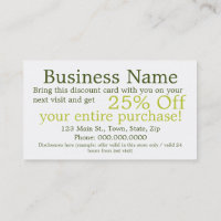 Discount Coupon Retail Template Business Cards Zazzle