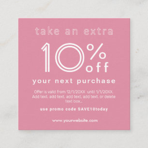 Discount on next purchase business card