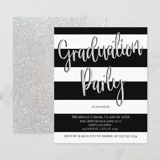 Discount Stripes Graduation Party Invitations (Front/Back)