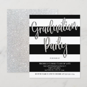 Discount Stripes Graduation Party Invitations