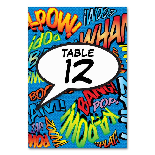 Discours Bubble Fun Retro Comique Numéro de table  (Par défaut)