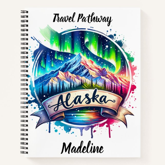 Discover Alaska's vibrant northern lights! Notebook (Front)
