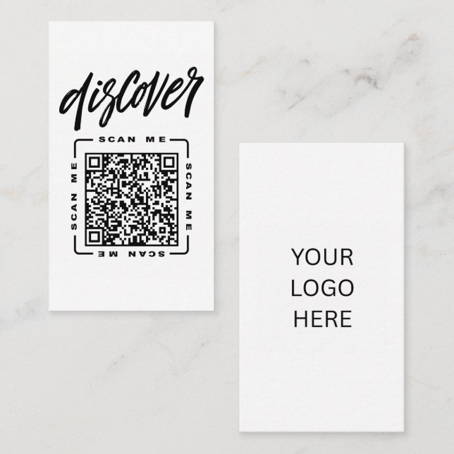 Discover  | Customizable QR code & Logo Template Business Card (Front/Back)