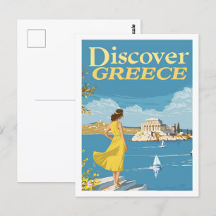 Discover Greece Greek Vintage Famous Travel Place Postcard