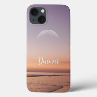 Discover, Moon Over Beach at Dusk iPhone 13 Case