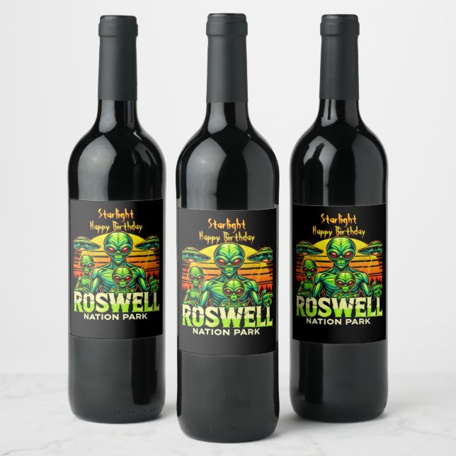 Discover Roswell’s UFO Hotspot Today! Wine Label (Bottles)