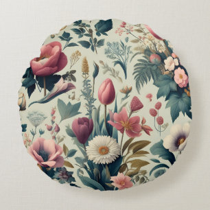 Discover Stunning Spring Floral Botanical Pattern Round Pillow