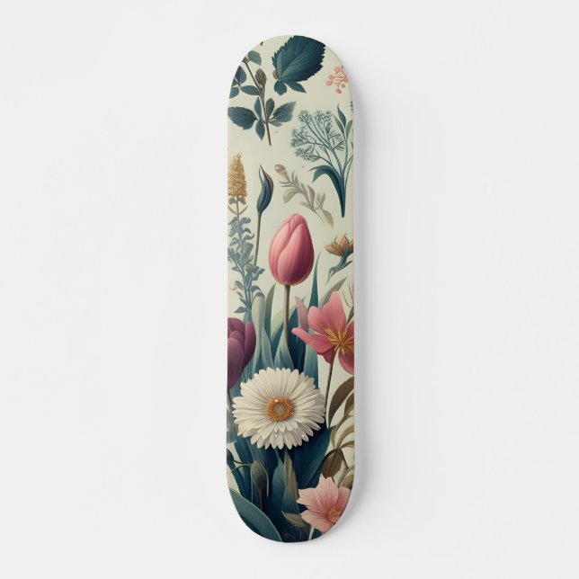 Discover Stunning Spring Floral Botanical Pattern Skateboard (Front)