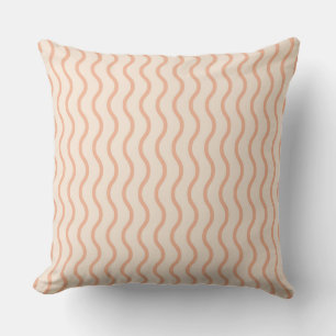Discover Tan Wavy Patterns on a Cream back Throw Pillow