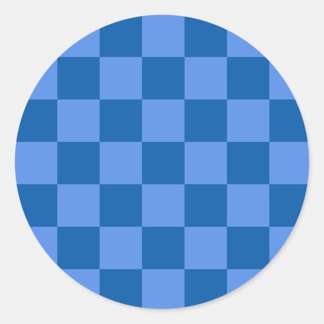 Discover the Allure of Blue Chequerboard Pattern Classic Round Sticker (Front)