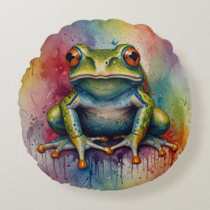 Discover the captivating beautiful frog round pillow