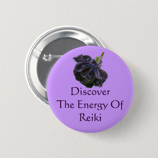 Discover The Energy Of Reiki Rose  2 Inch Round Button (Front & Back)