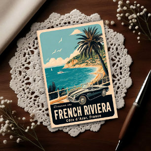 Discover the French Riviera Vintage Travel Postcard