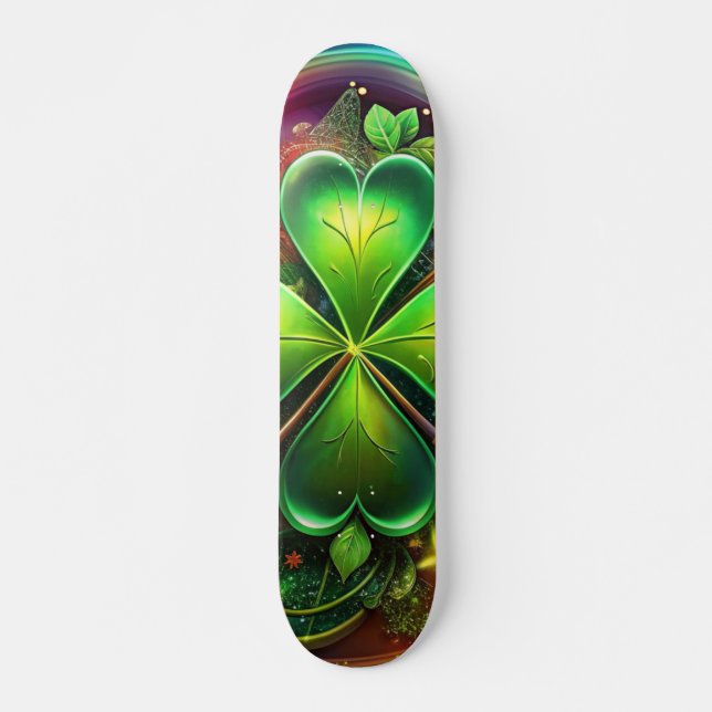 Discover the Perfect Harmony of Shamrock, Musical  Skateboard (Front)