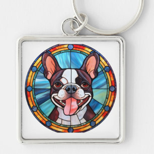 Discover Unique Dog Breeds in Stunning Stained Gla Keychain