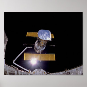 Discovery deploys the Hubble Space Telescope Poster