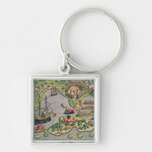 Discovery of a Cross amongst the rocks Keychain