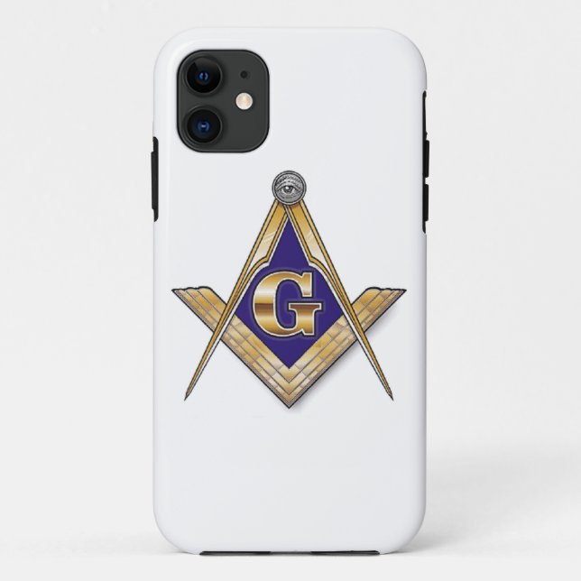 Discreet Blue Square & Compasses Case-Mate iPhone Case (Back)