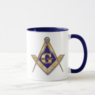Discreet Blue Square & Compasses Mug