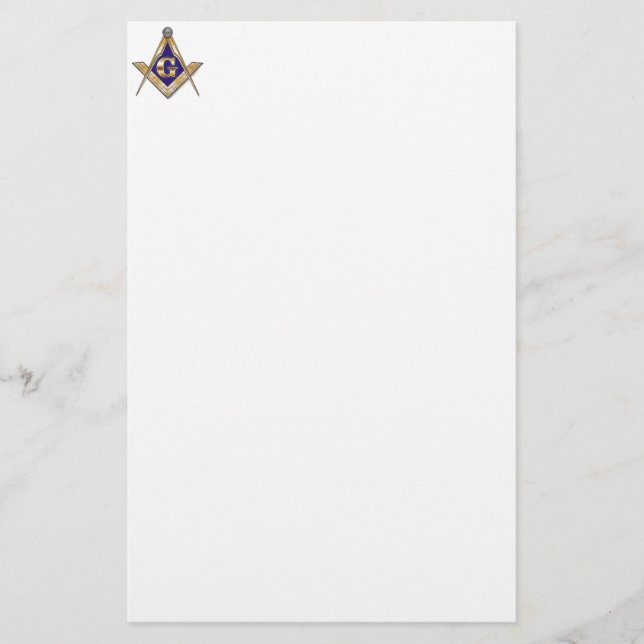 Discreet Blue Square & Compasses Stationery (Front)